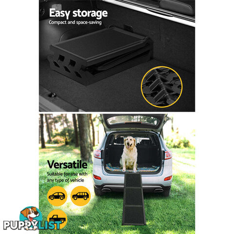 i.Pet Dog Ramp Pet Stairs Steps Car Travel SUV Ladder Foldable Portable Adjustable - FDR-D-453B-BK
