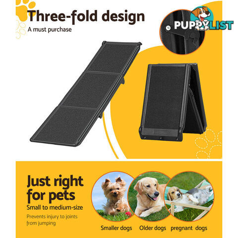 i.Pet Dog Ramp Pet Stairs Steps Car Travel SUV Ladder Foldable Portable Adjustable - FDR-D-453B-BK