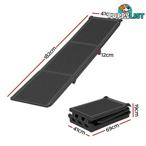 i.Pet Dog Ramp Pet Stairs Steps Car Travel SUV Ladder Foldable Portable Adjustable - FDR-D-453B-BK