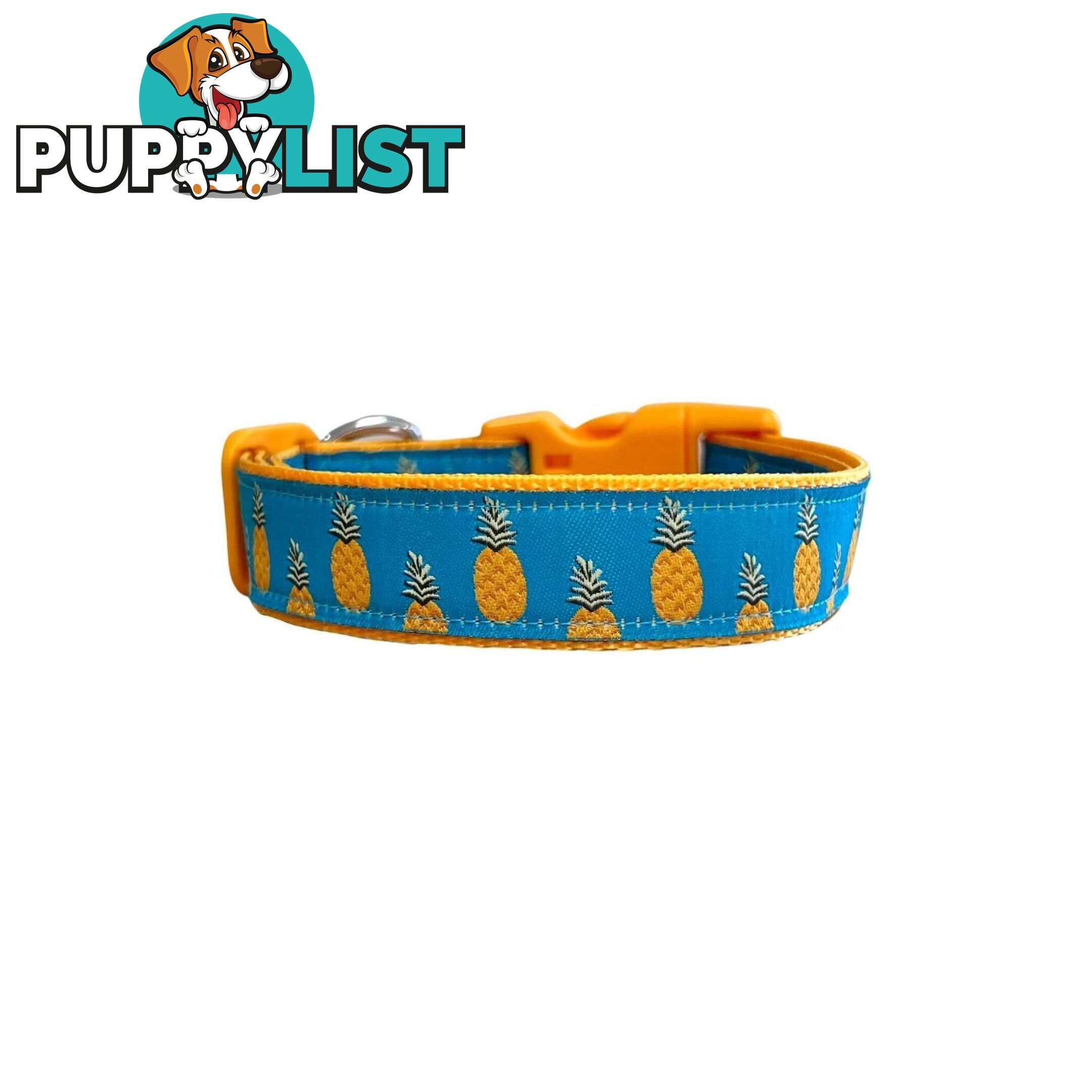 Pineapple Dog Collar - Hand Made by The Bark Side - TBSPIN1L