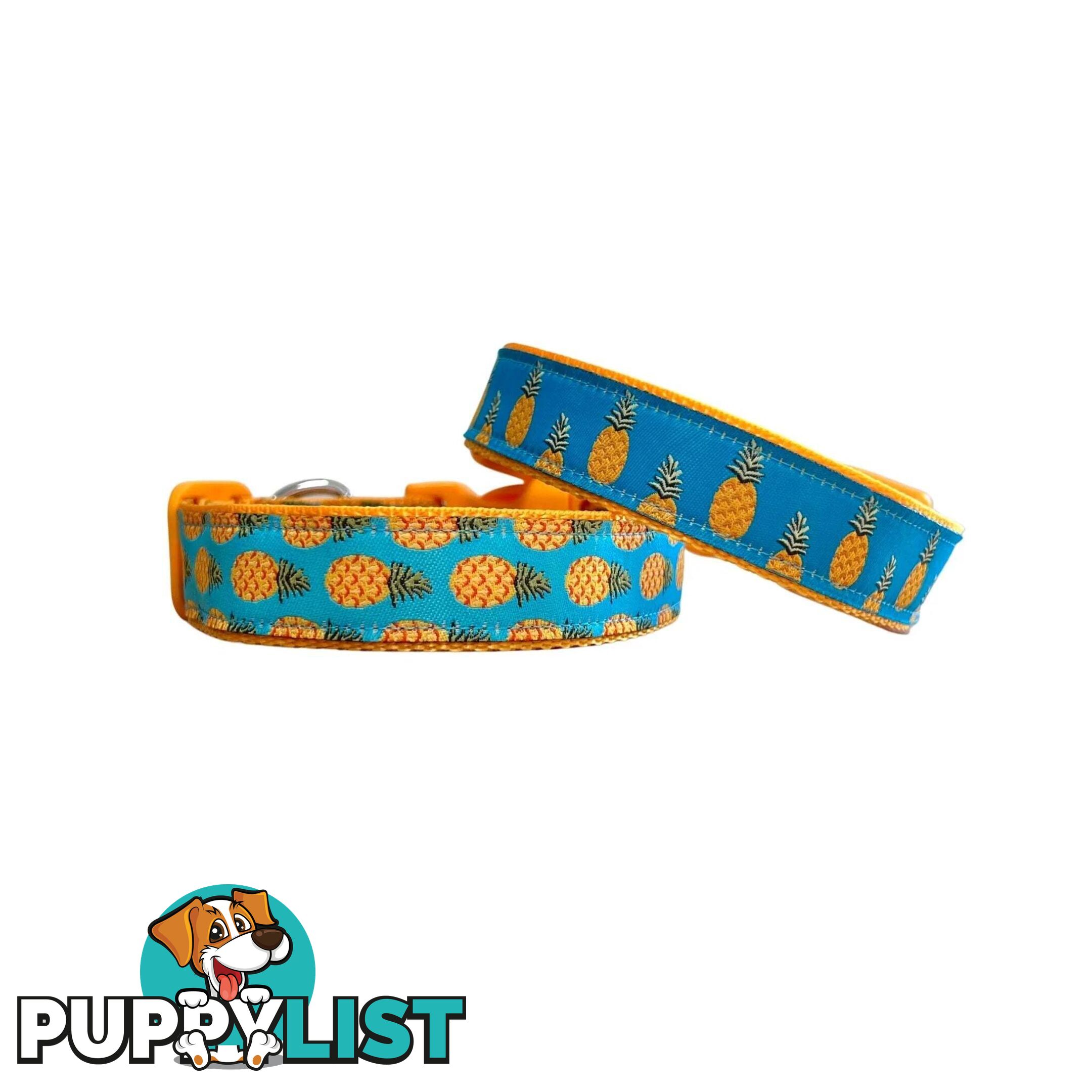 Pineapple Dog Collar - Hand Made by The Bark Side - TBSPIN1L