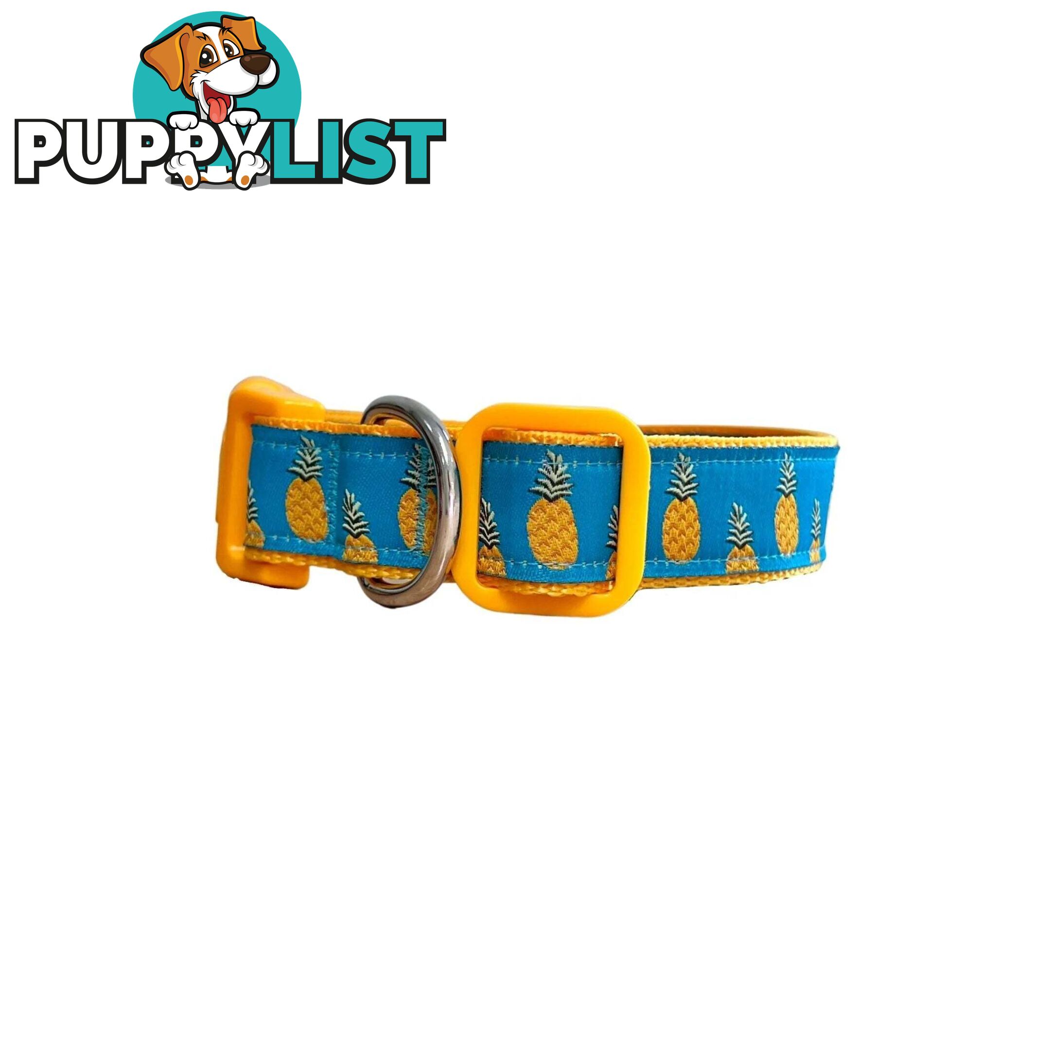 Pineapple Dog Collar - Hand Made by The Bark Side - TBSPIN1L