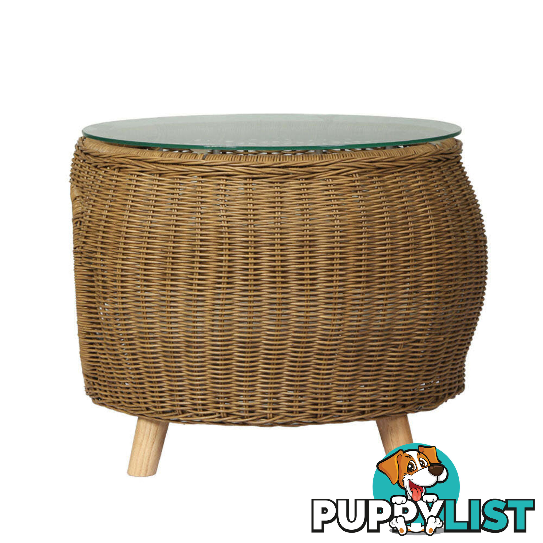 Gardeon Coffee Side Table Wicker Aluminium Desk Pet Bed Storage Outdoor Furniture - FF-COFFEE-TB-YE