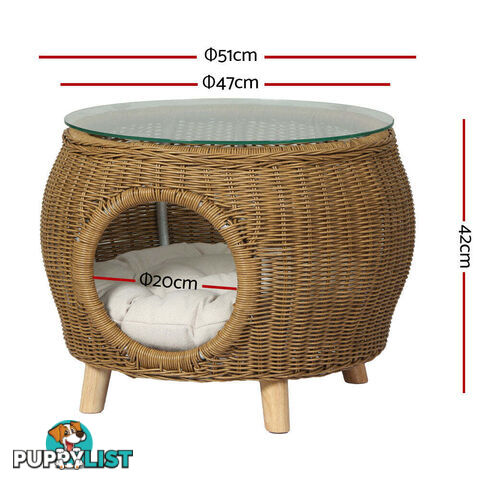Gardeon Coffee Side Table Wicker Aluminium Desk Pet Bed Storage Outdoor Furniture - FF-COFFEE-TB-YE