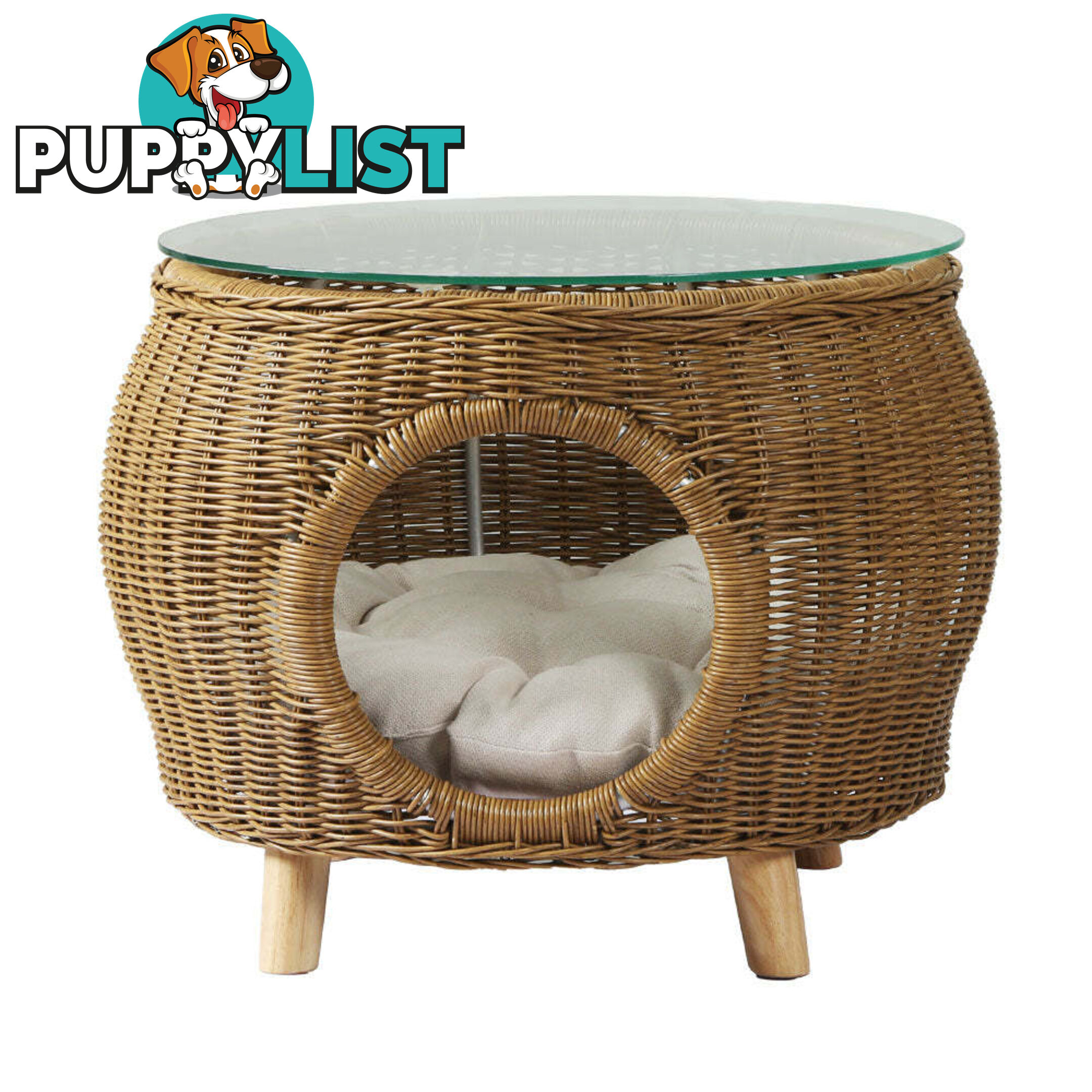 Gardeon Coffee Side Table Wicker Aluminium Desk Pet Bed Storage Outdoor Furniture - FF-COFFEE-TB-YE