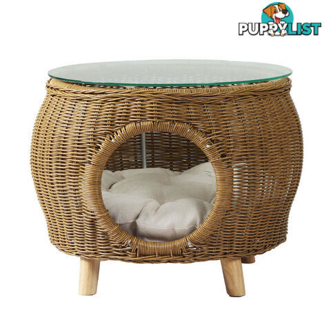 Gardeon Coffee Side Table Wicker Aluminium Desk Pet Bed Storage Outdoor Furniture - FF-COFFEE-TB-YE