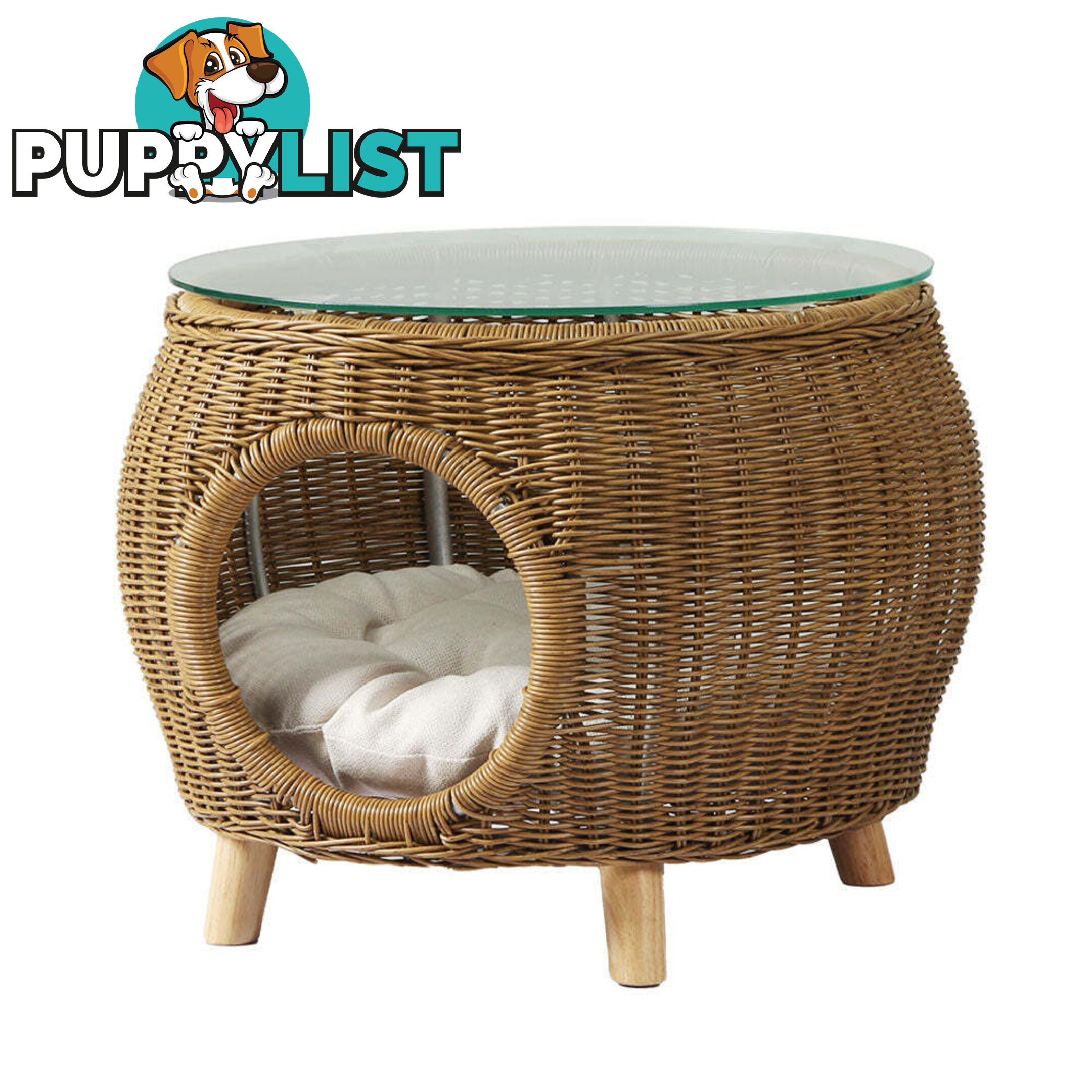 Gardeon Coffee Side Table Wicker Aluminium Desk Pet Bed Storage Outdoor Furniture - FF-COFFEE-TB-YE