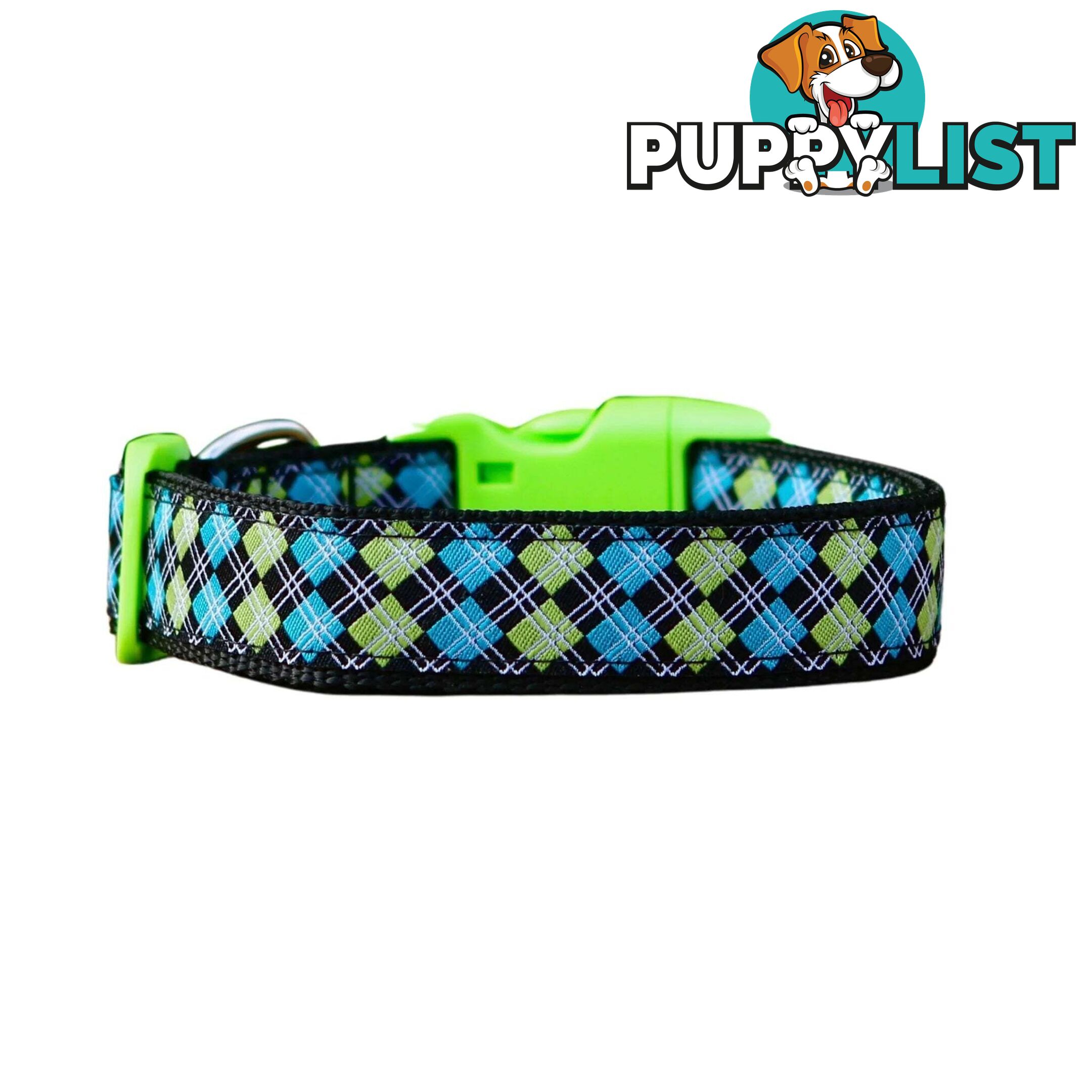Tartan Dog Collar / XS - L - Hand Made by The Bark Side - TBSTARLGEGRN