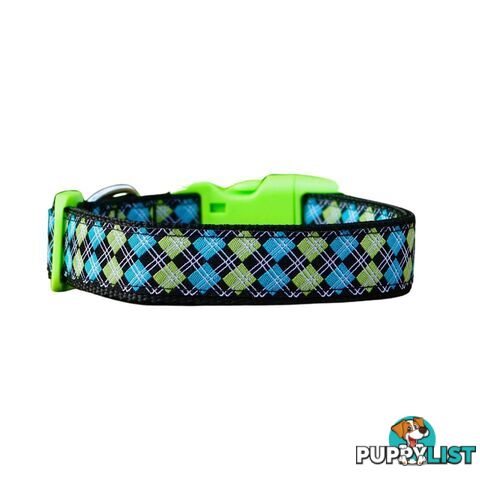 Tartan Dog Collar / XS - L - Hand Made by The Bark Side - TBSTARLGEGRN