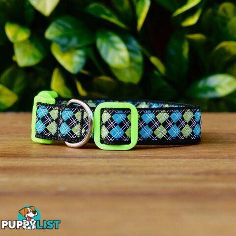 Tartan Dog Collar / XS - L - Hand Made by The Bark Side - TBSTARLGEGRN