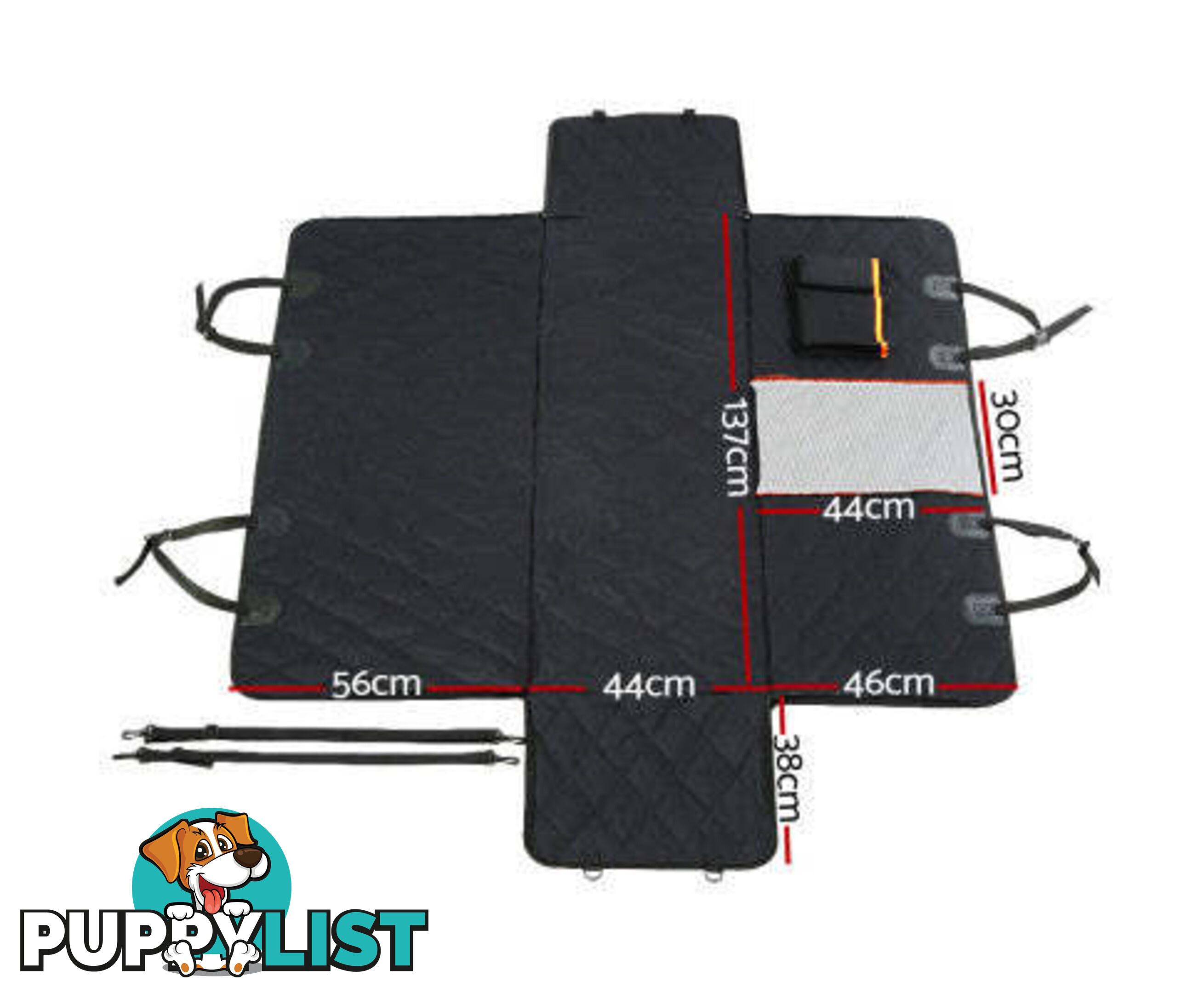 i.Pet Pet Car Seat Cover Dog Protector Hammock Back Waterproof Belt Non Slip Mat - PET-COVER-137X147-BK
