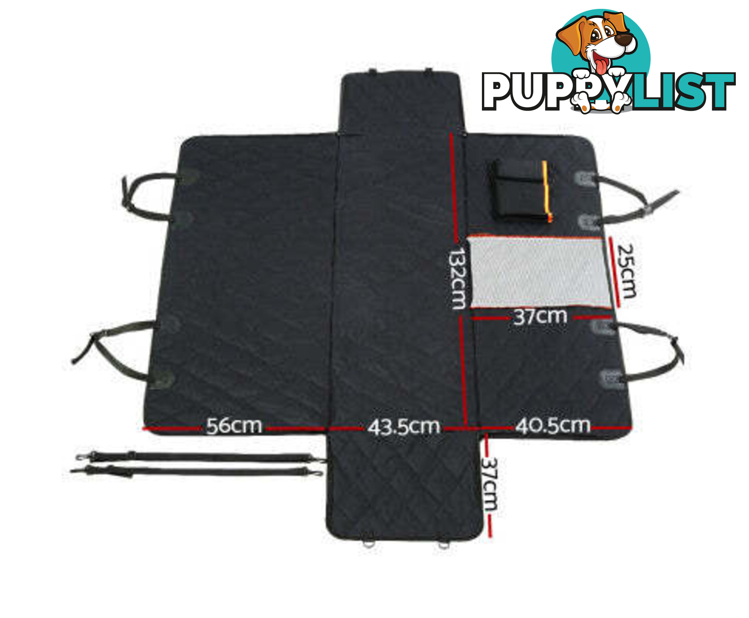 i.Pet Pet Car Seat Cover Dog Protector Hammock Back Waterproof Belt Non Slip Mat - PET-COVER-137X147-BK