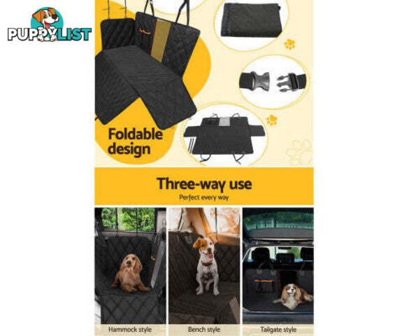 i.Pet Pet Car Seat Cover Dog Protector Hammock Back Waterproof Belt Non Slip Mat - PET-COVER-137X147-BK