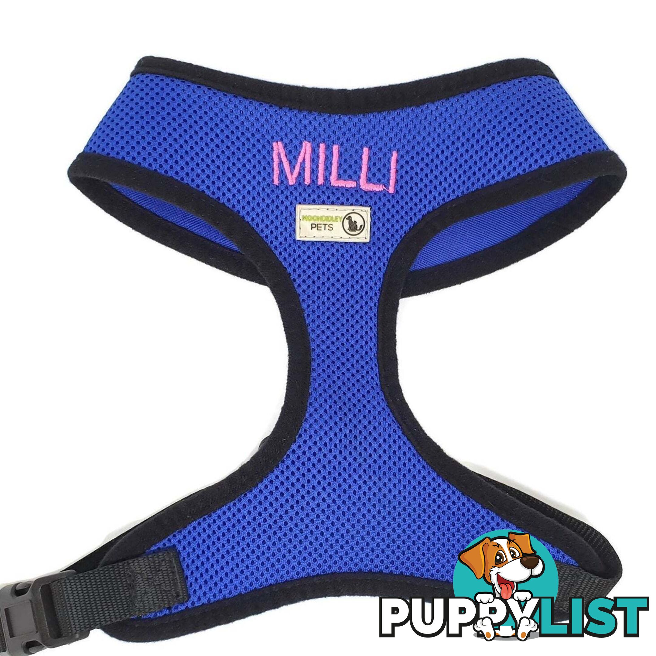 Doggie ID Harness Soft Air Mesh Personalised Embroidered - GC-HAR-ID-GRN-M