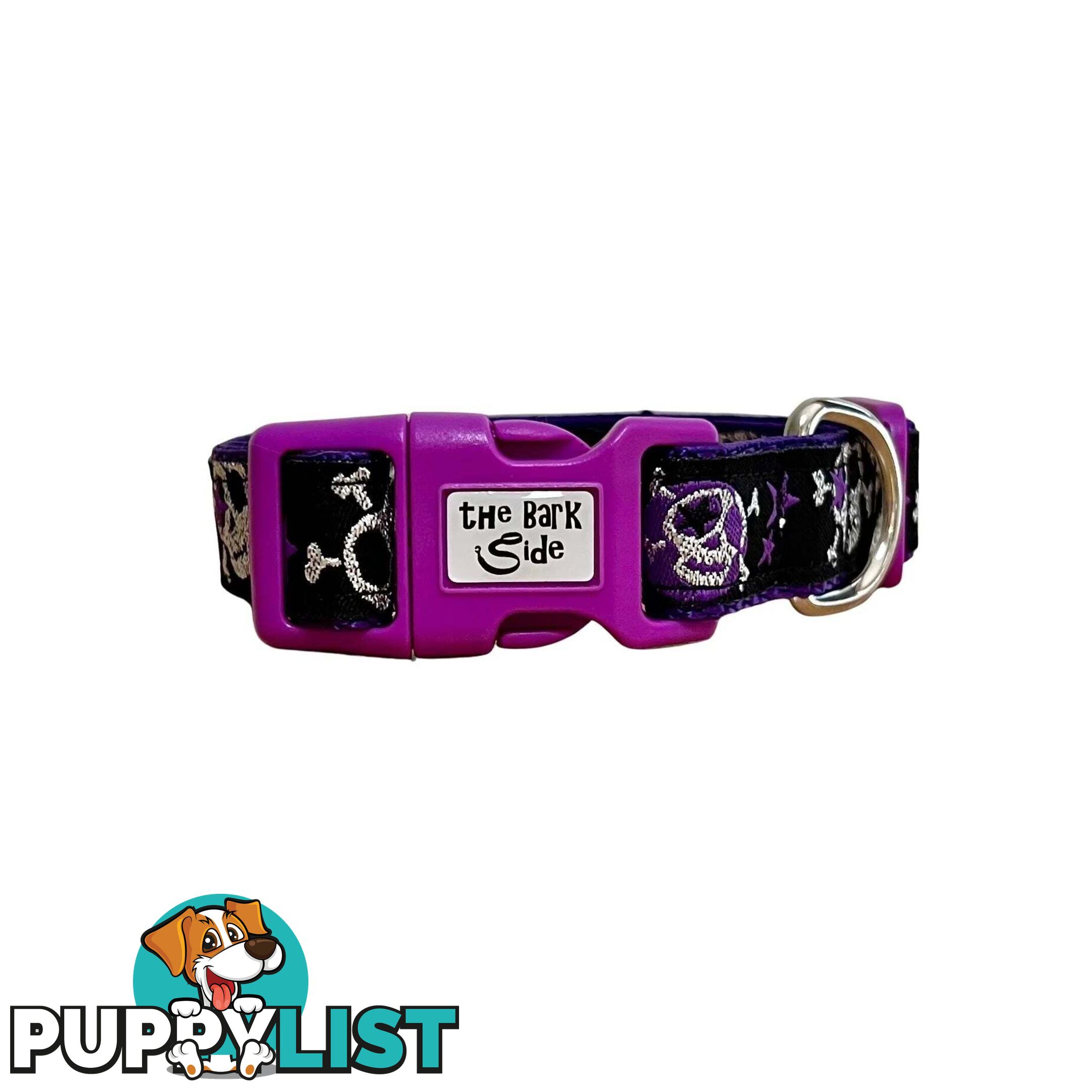 Skulls & Stars Dog Collar - Hand Made by The Bark Side - TBSSKUSMLBLU