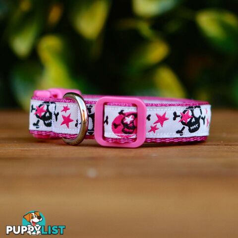 Skulls & Stars Dog Collar - Hand Made by The Bark Side - TBSSKUSMLBLU