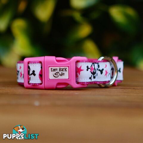 Skulls & Stars Dog Collar - Hand Made by The Bark Side - TBSSKUSMLBLU