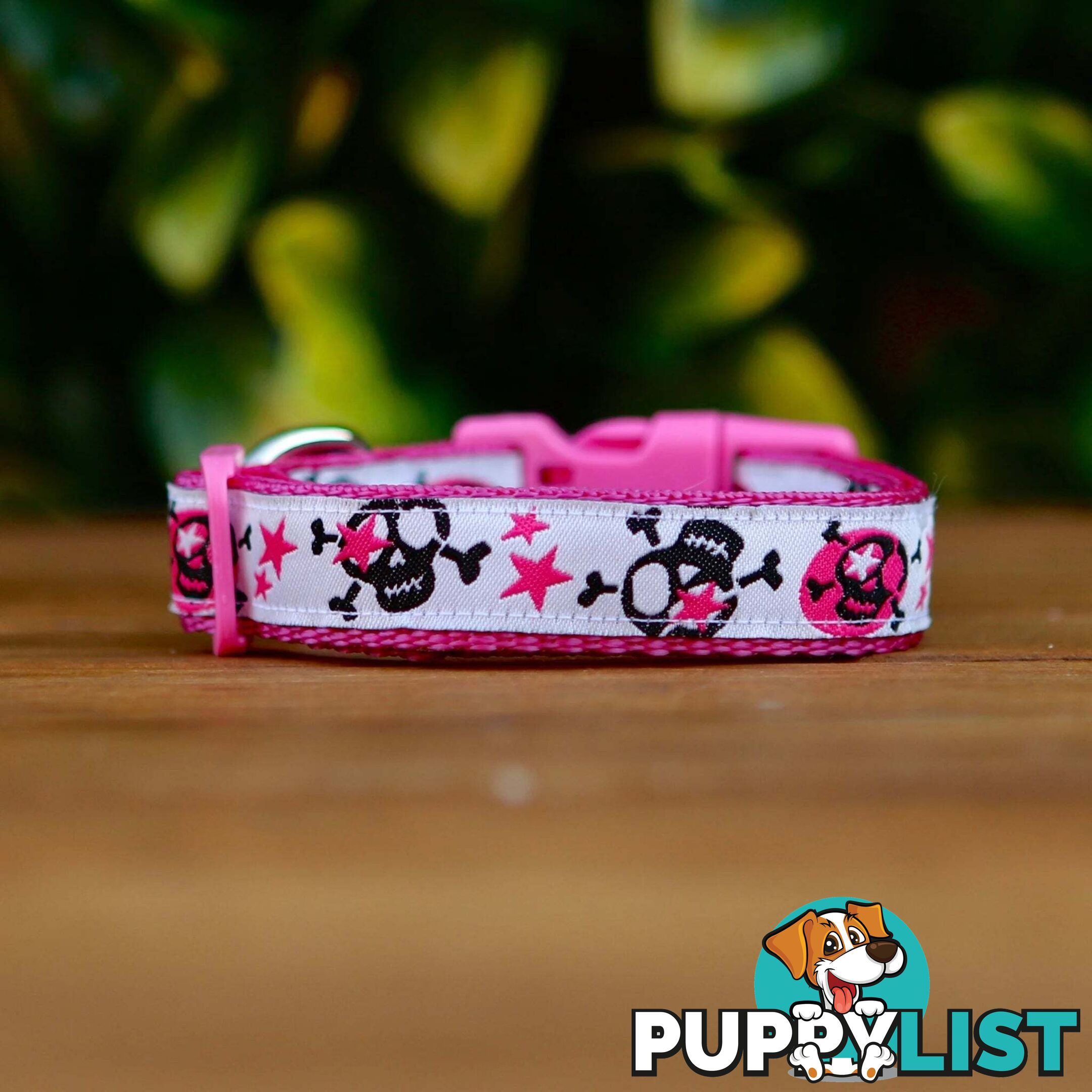 Skulls & Stars Dog Collar - Hand Made by The Bark Side - TBSSKUSMLBLU