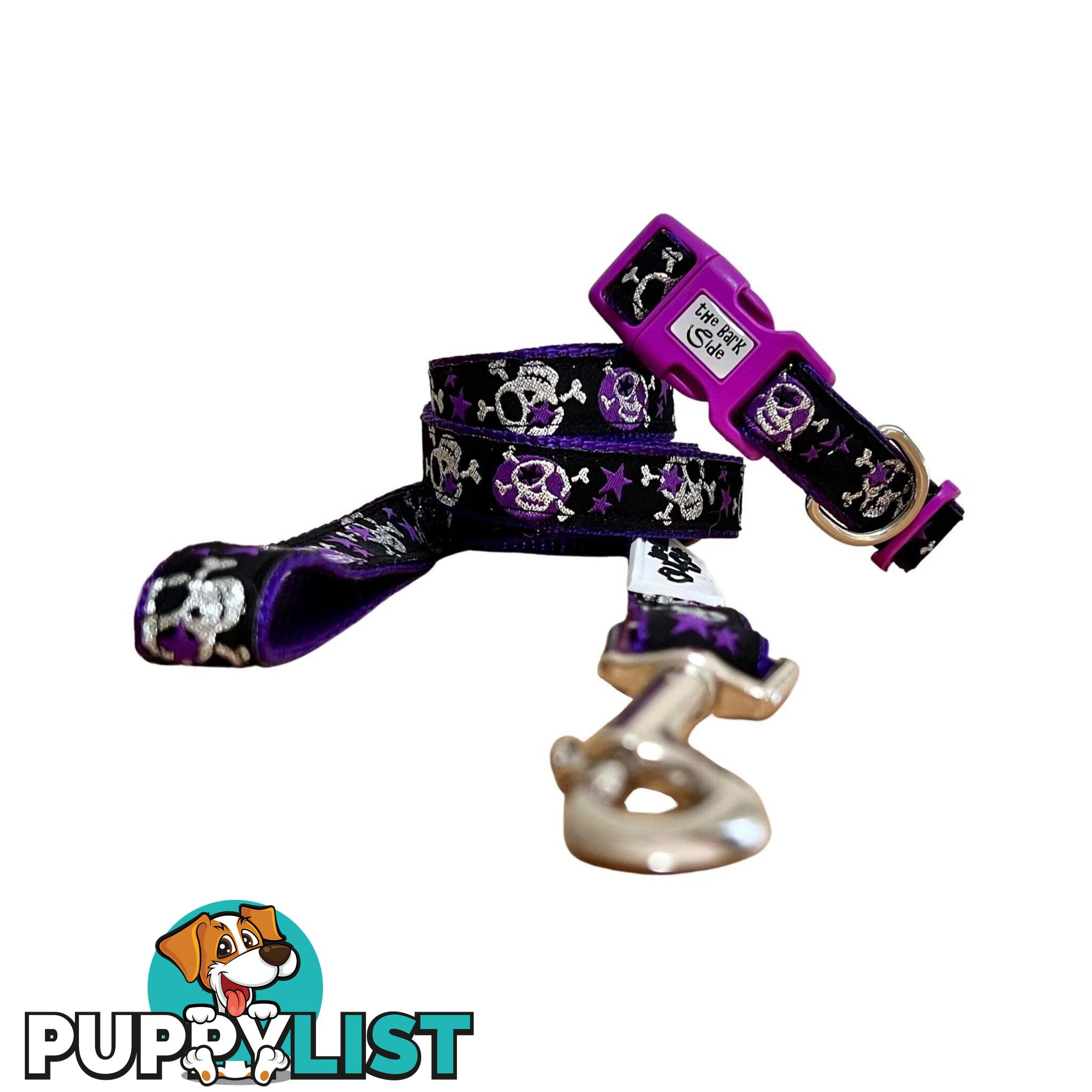 Skulls & Stars Dog Collar - Hand Made by The Bark Side - TBSSKUSMLBLU