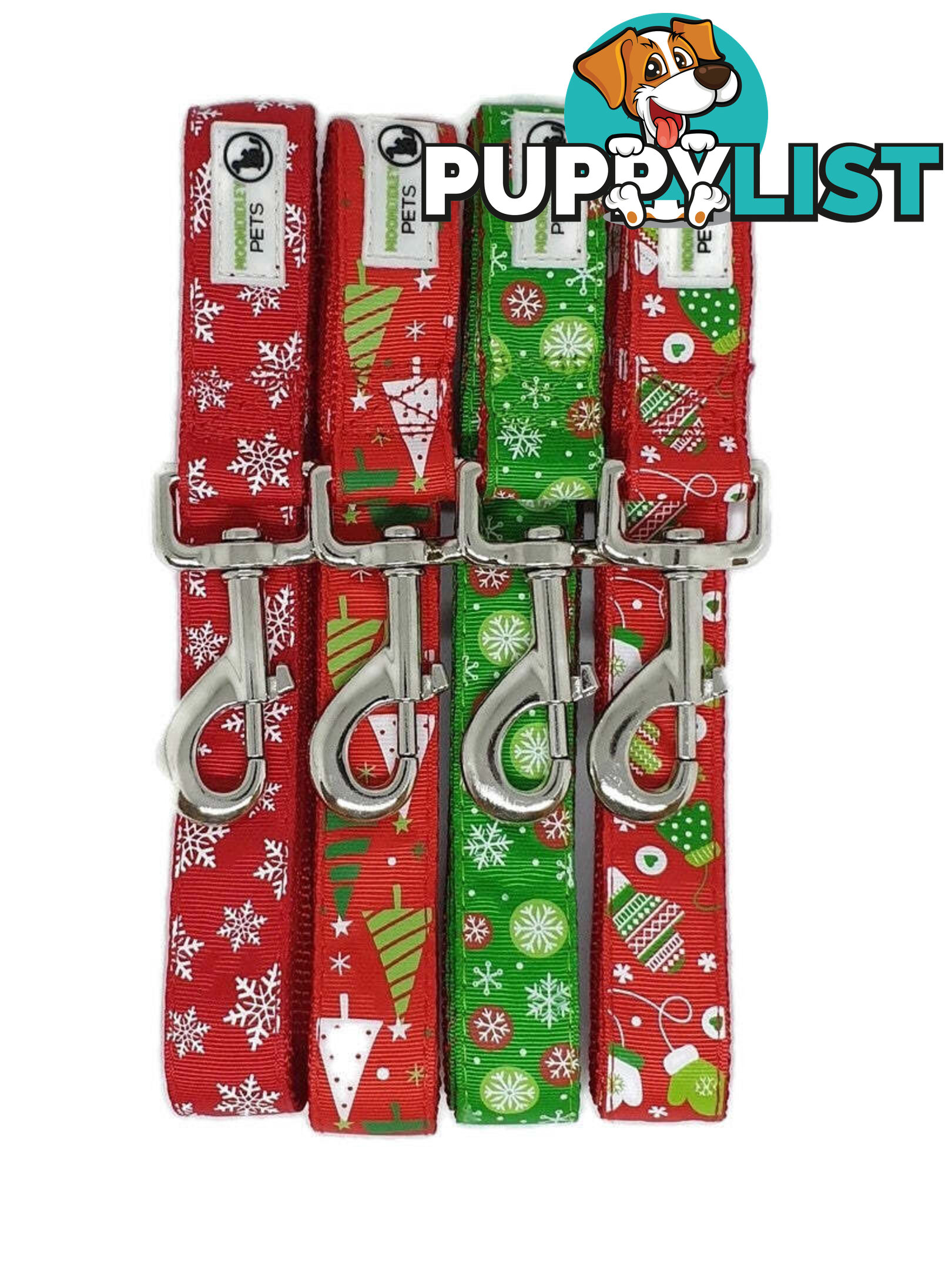 Christmas Dog Leashes - Moondidley Pets - MDPLDXMA1.2REDSNO