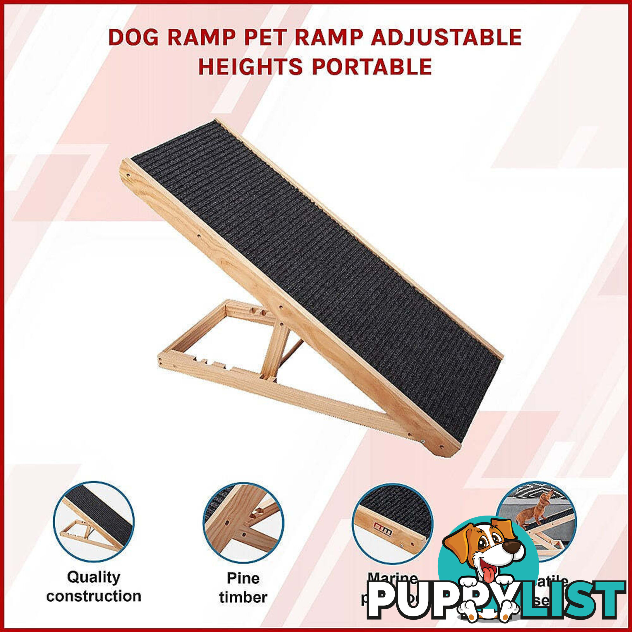 Dog Ramp Pet Ramp Adjustable Heights Portable - V63-827691