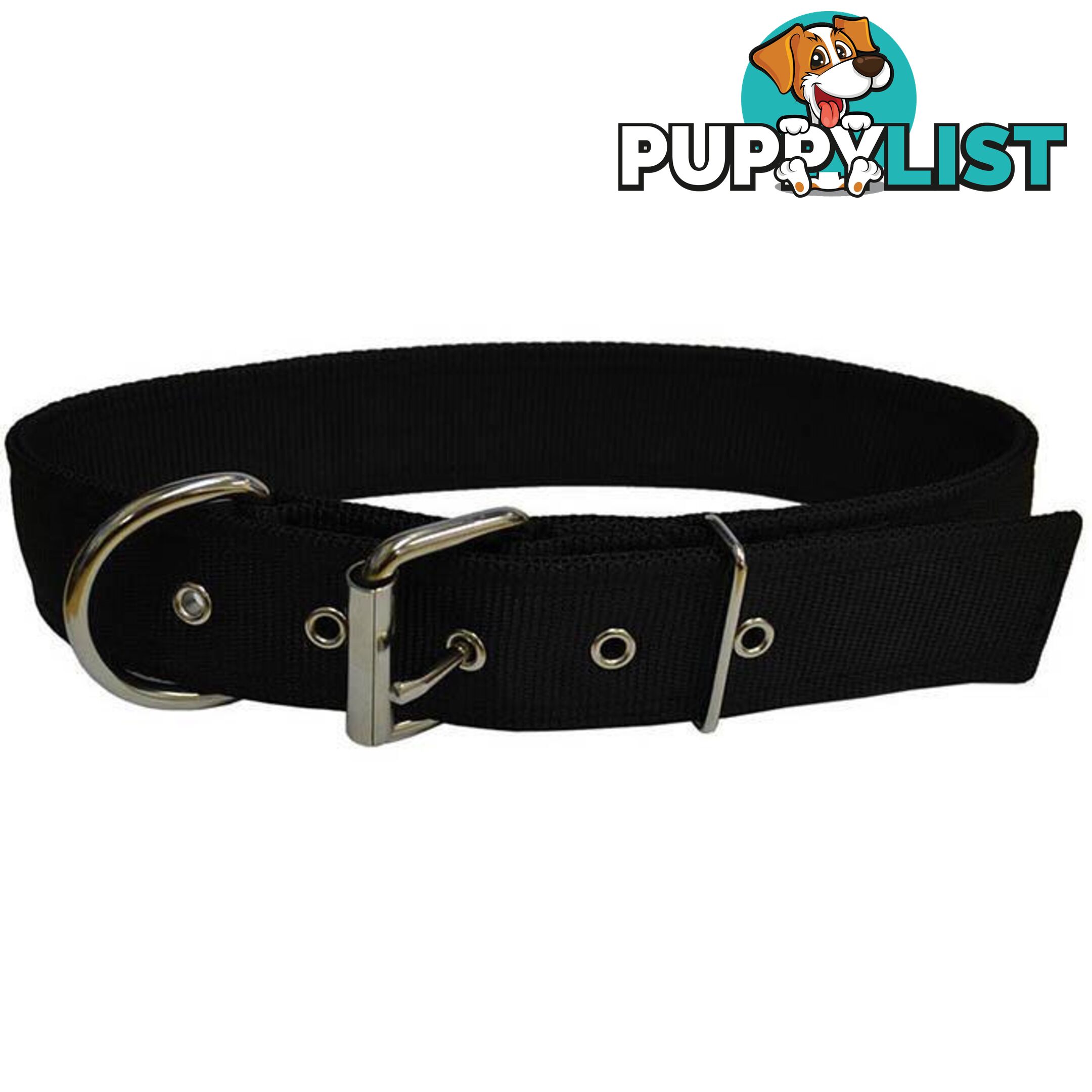 Dog Collar Tough Wide Double Layer Nylon Heavy Duty - Prestige. - PPP-18-1350-28-BK