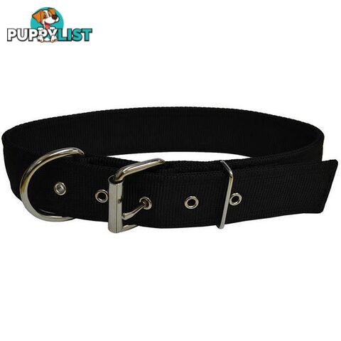 Dog Collar Tough Wide Double Layer Nylon Heavy Duty - Prestige. - PPP-18-1350-28-BK