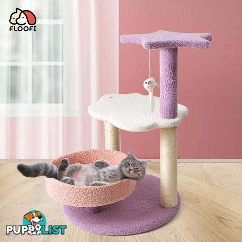 Floofi 61cm Galaxy Plush Scratching Post Cat Tree Pink Purple - V227-3331641024550