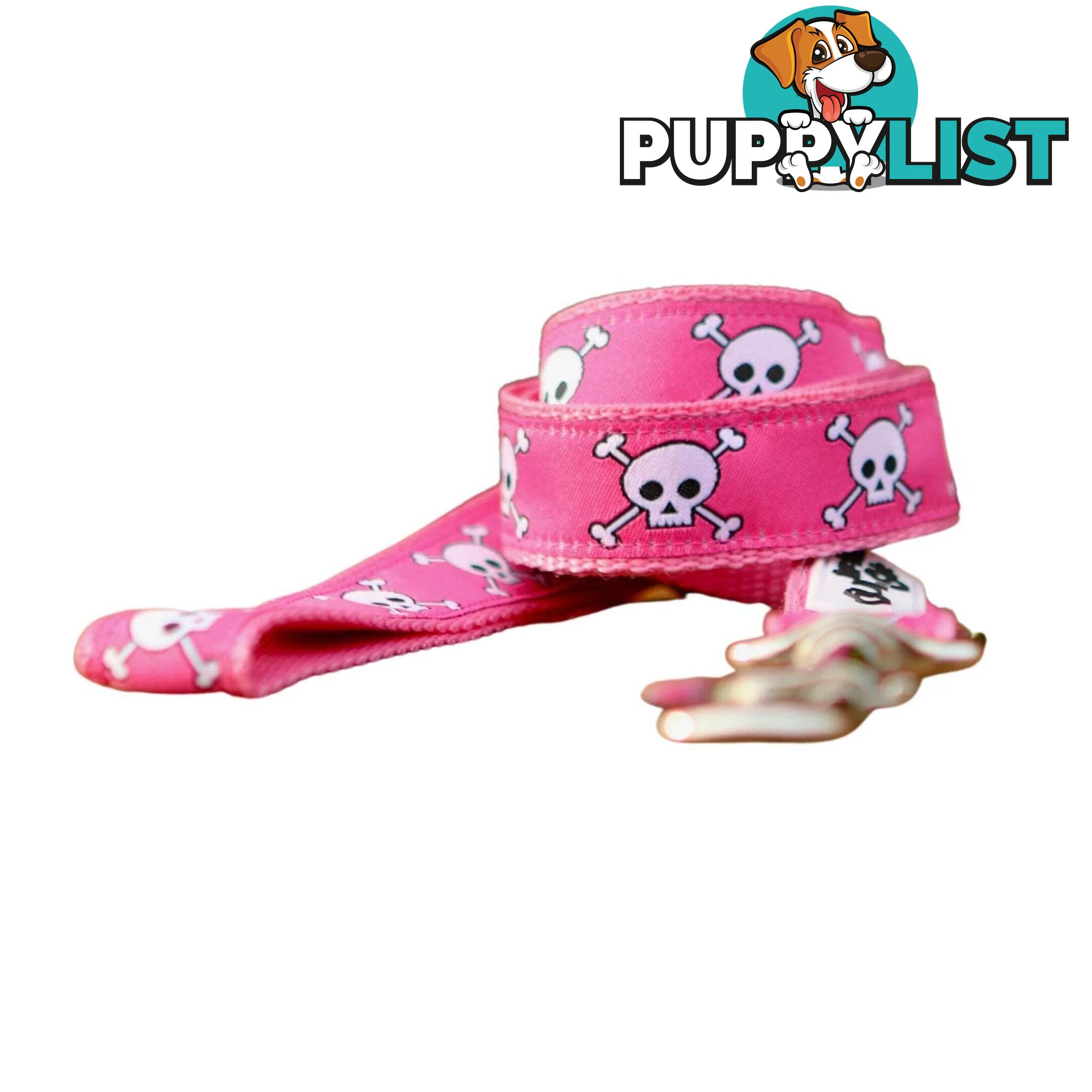 Pink Skulls Dog Lead / Dog Leash - Hand Made by The Bark Side - TBSLDSKU201.2