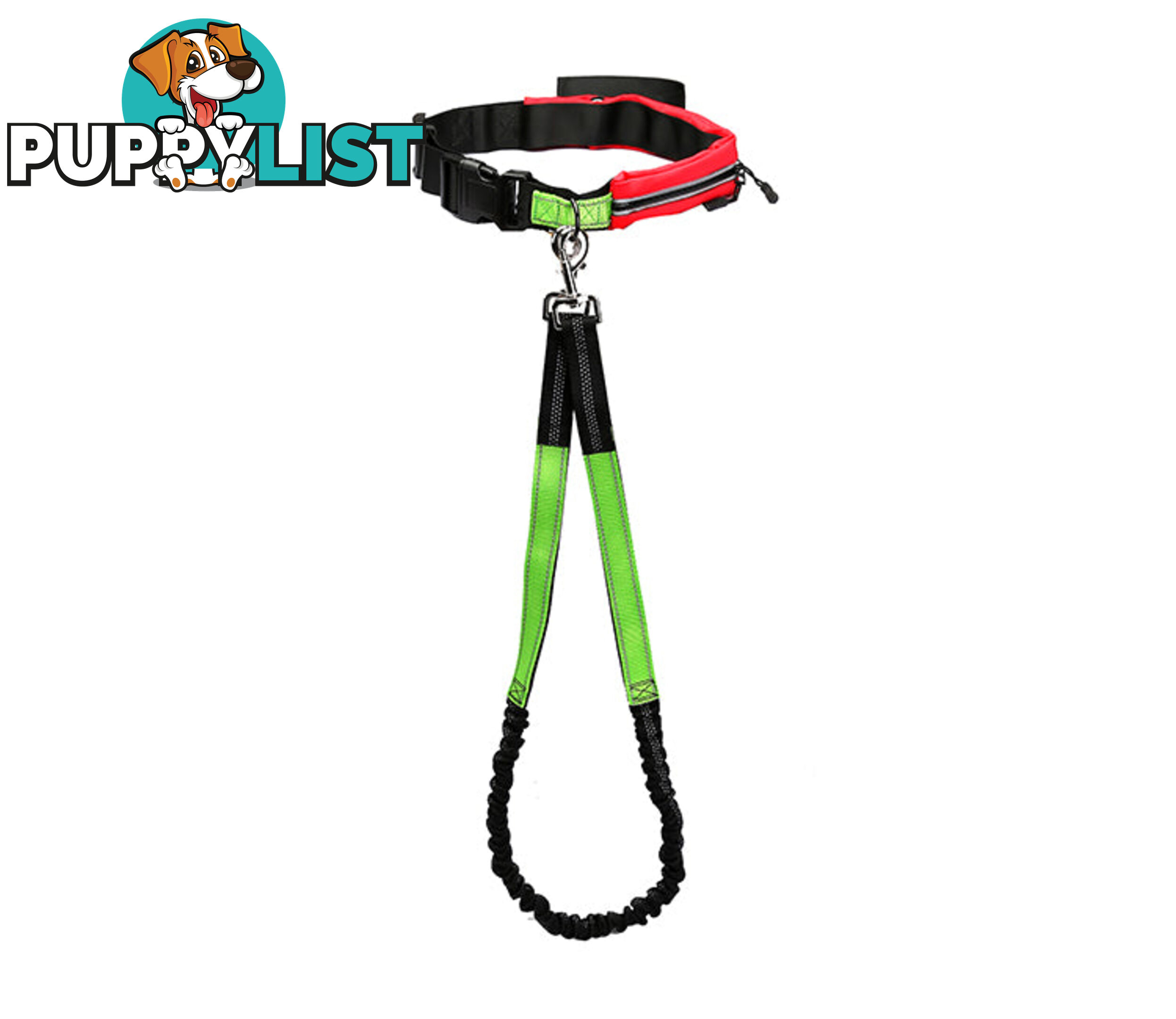 Hands Free Runner/Walker Waist Dog Leash Reflective- Moondidley Pets - MDPLDRUNBLK