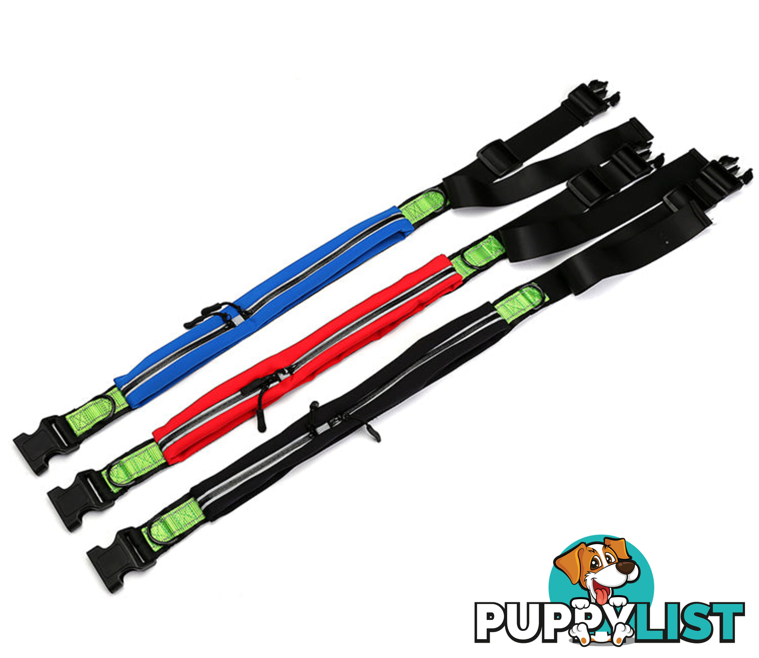 Hands Free Runner/Walker Waist Dog Leash Reflective- Moondidley Pets - MDPLDRUNBLK