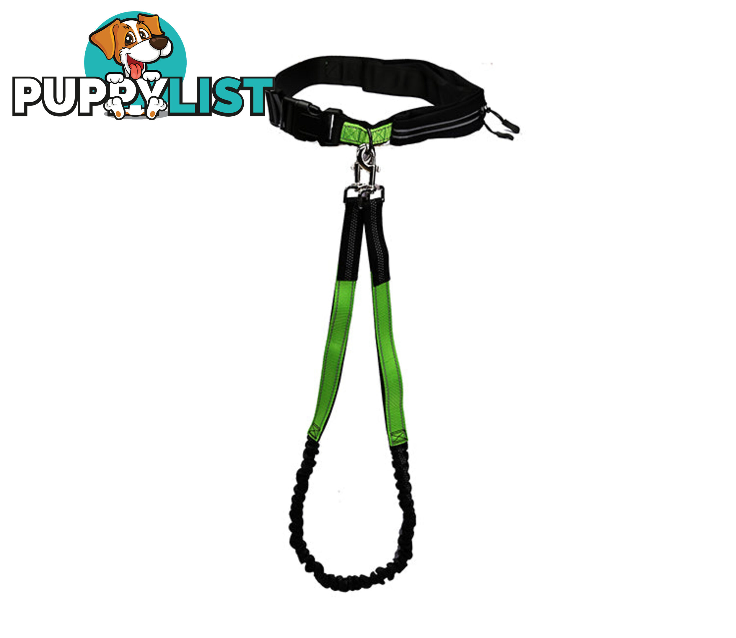 Hands Free Runner/Walker Waist Dog Leash Reflective- Moondidley Pets - MDPLDRUNBLK