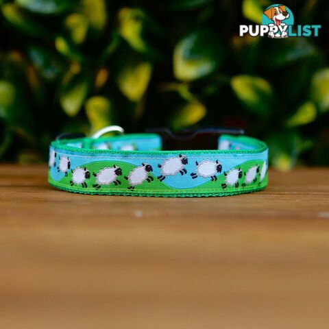 Counting Sheep Dog Collar / XS - L - Hand Made by The Bark Side - TBSCOUXS