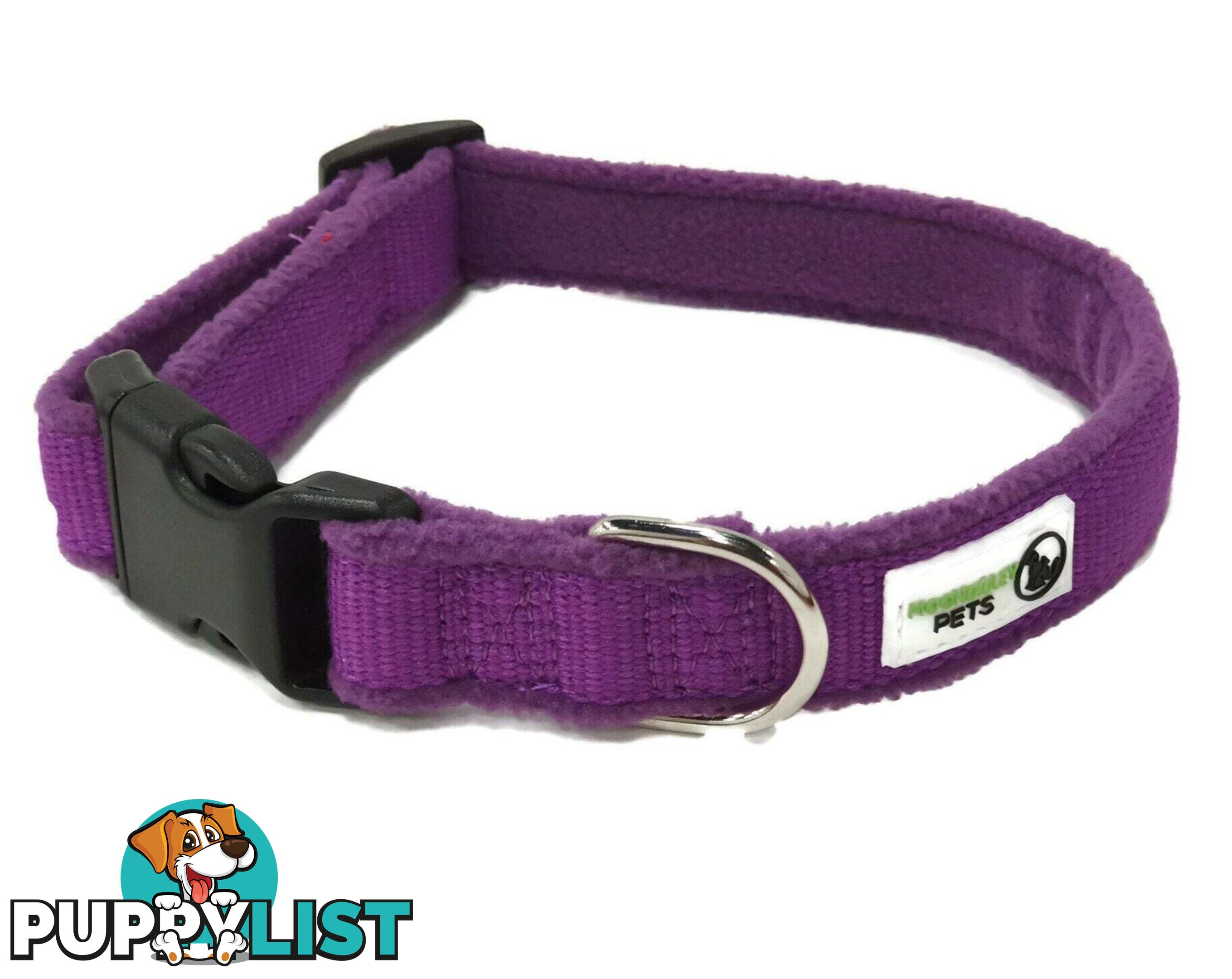 100% Pure Bamboo Fibre w/Fleece Lining Dog Collar Plastic Buckle - Moondidley Pets - MDPCOLFLELGRN