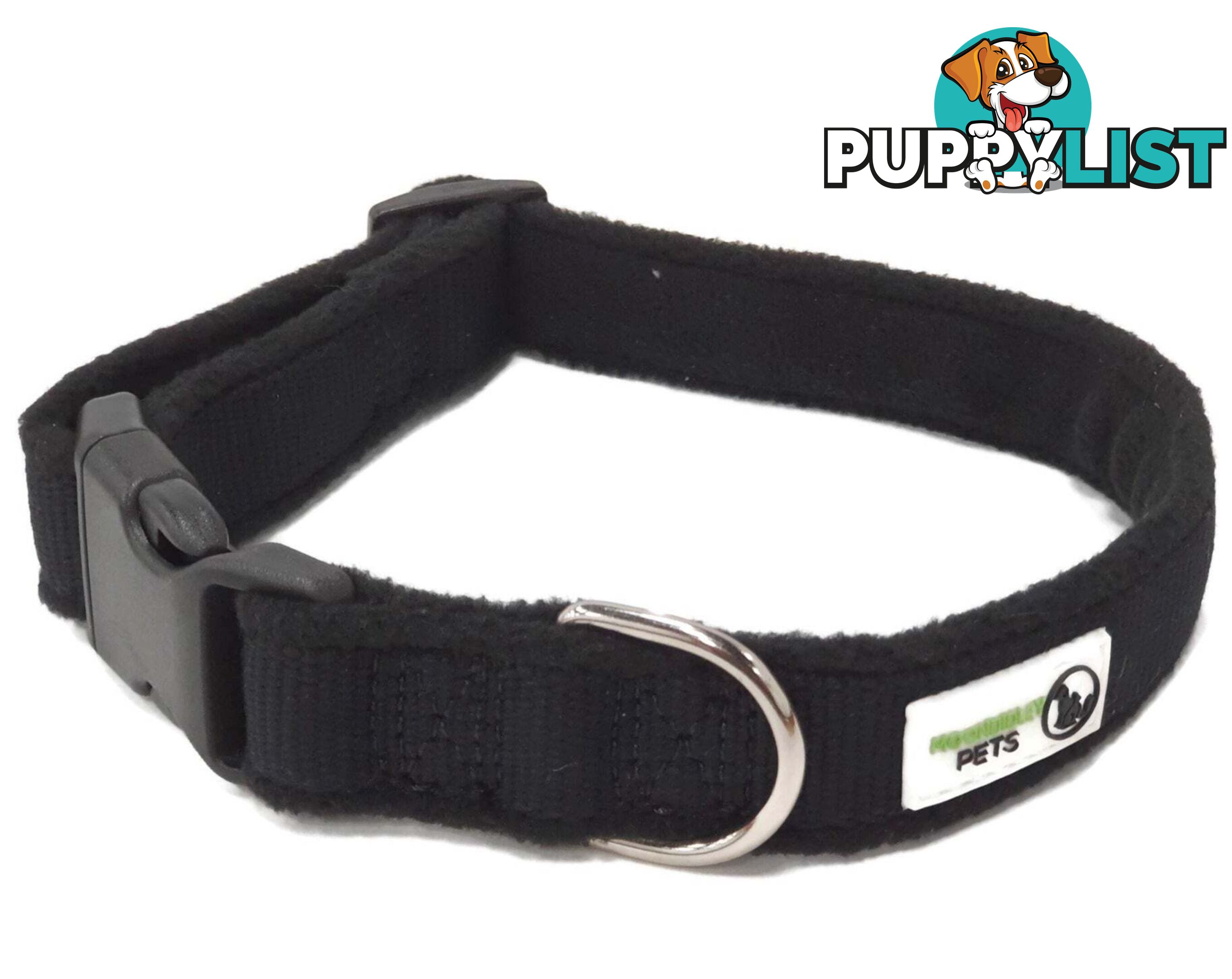 100% Pure Bamboo Fibre w/Fleece Lining Dog Collar Plastic Buckle - Moondidley Pets - MDPCOLFLELGRN