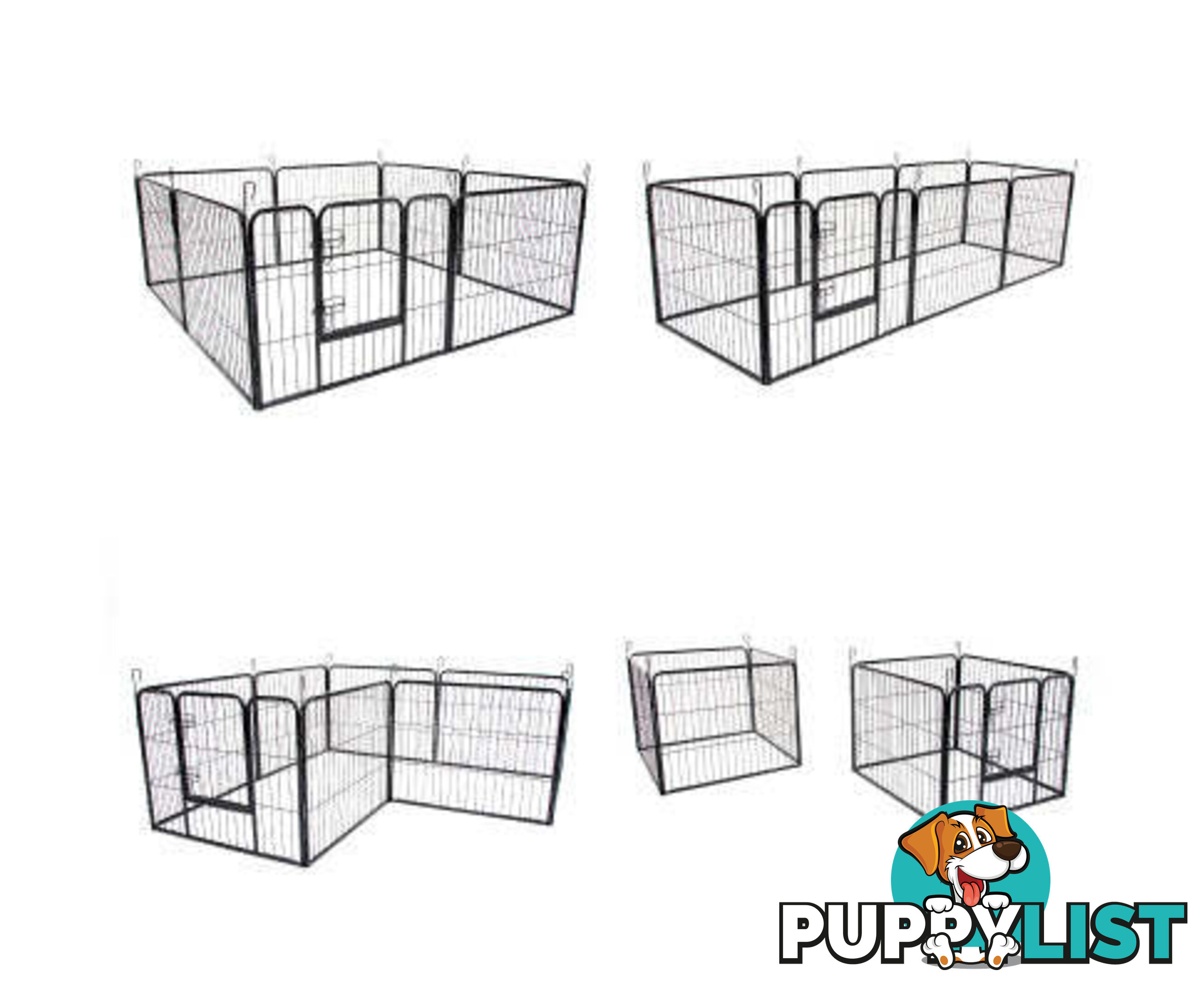 Paw Mate Pet Playpen Heavy Duty 8 Panel Foldable Dog Cage + Cover - V274-PET-PP32S-PPCV32S-GN