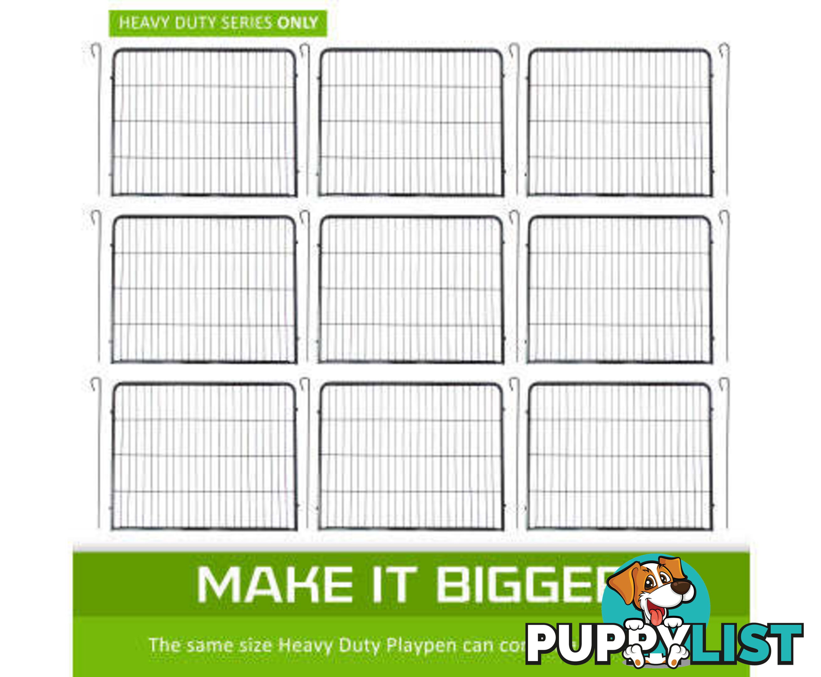 Paw Mate Pet Playpen Heavy Duty 8 Panel Foldable Dog Cage + Cover - V274-PET-PP32S-PPCV32S-GN