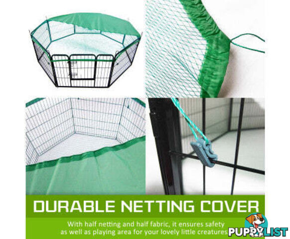 Paw Mate Pet Playpen Heavy Duty 8 Panel Foldable Dog Cage + Cover - V274-PET-PP32S-PPCV32S-GN