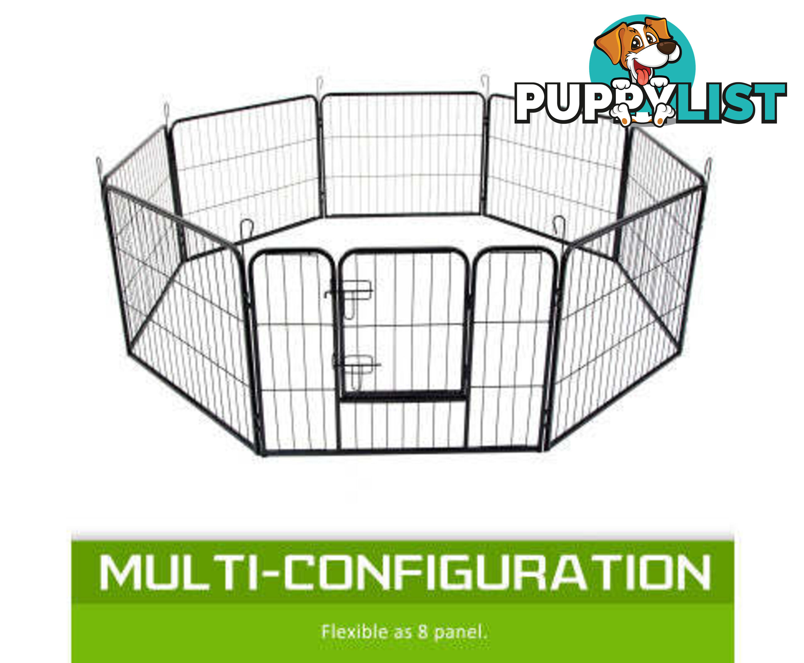 Paw Mate Pet Playpen Heavy Duty 8 Panel Foldable Dog Cage + Cover - V274-PET-PP32S-PPCV32S-GN