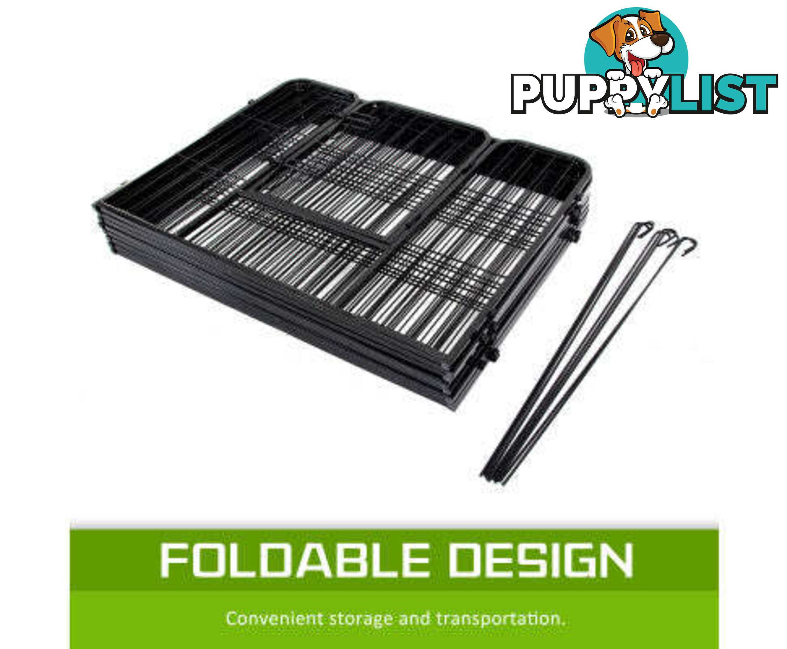 Paw Mate Pet Playpen Heavy Duty 8 Panel Foldable Dog Cage + Cover - V274-PET-PP32S-PPCV32S-GN