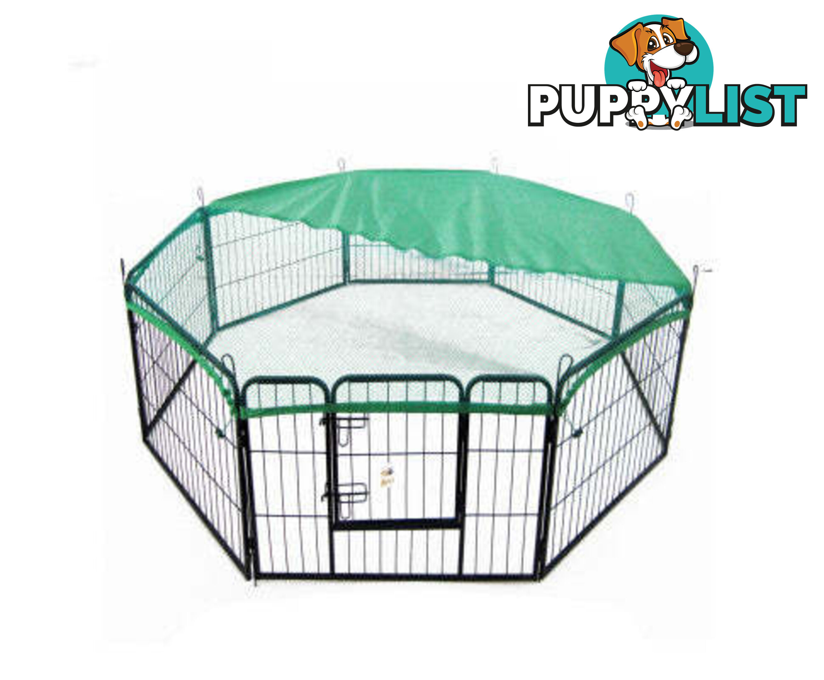 Paw Mate Pet Playpen Heavy Duty 8 Panel Foldable Dog Cage + Cover - V274-PET-PP32S-PPCV32S-GN