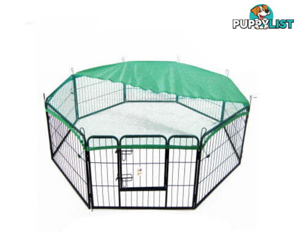 Paw Mate Pet Playpen Heavy Duty 8 Panel Foldable Dog Cage + Cover - V274-PET-PP32S-PPCV32S-GN