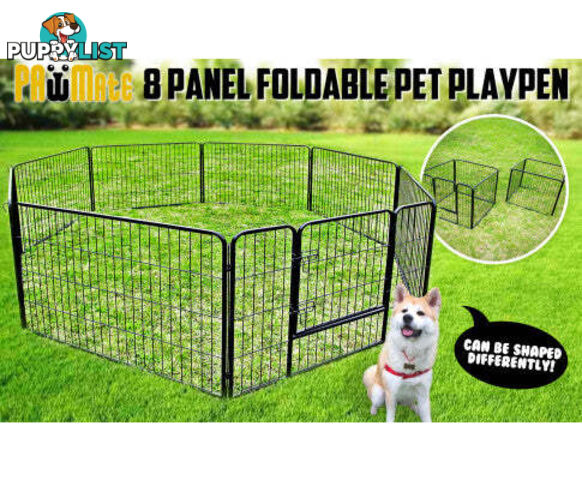 Paw Mate Pet Playpen Heavy Duty 8 Panel Foldable Dog Cage + Cover - V274-PET-PP32S-PPCV32S-GN