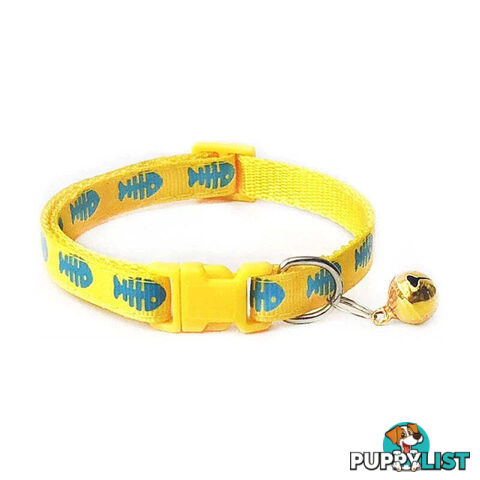 Fish Bone Cat Collar - Hand Made by The Bark Side - TBSFISBLU