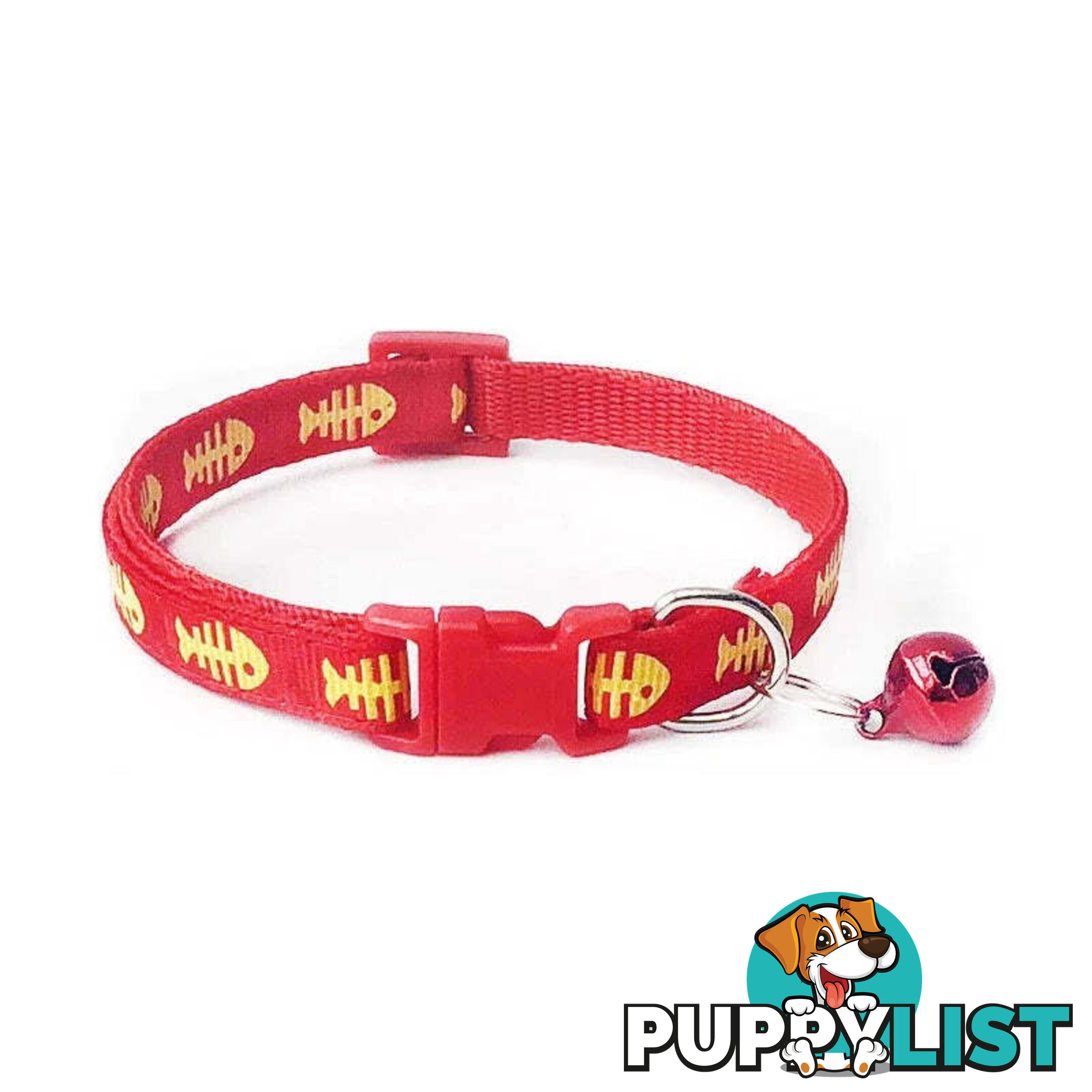 Fish Bone Cat Collar - Hand Made by The Bark Side - TBSFISBLU