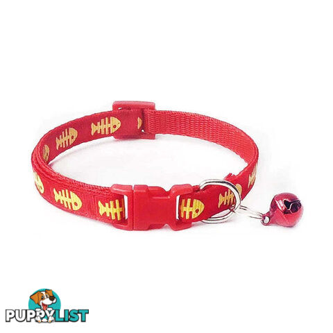 Fish Bone Cat Collar - Hand Made by The Bark Side - TBSFISBLU