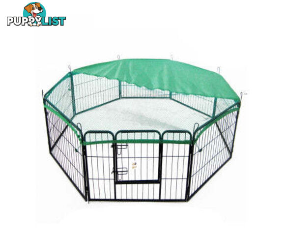 Paw Mate Pet Playpen Heavy Duty 8 Panel Foldable Dog Cage + Cover - V274-PET-PP30S-PPCV31S-GN