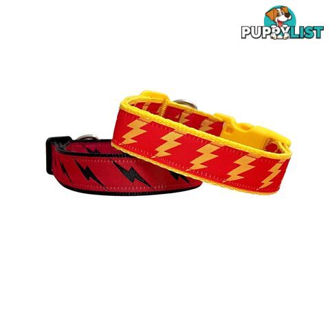 Lightning Bolt Dog Collar - Hand Made by The Bark Side - TBSLIGSBCK