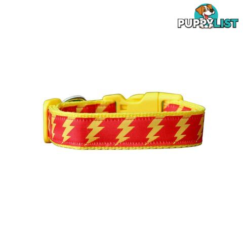 Lightning Bolt Dog Collar - Hand Made by The Bark Side - TBSLIGSBCK