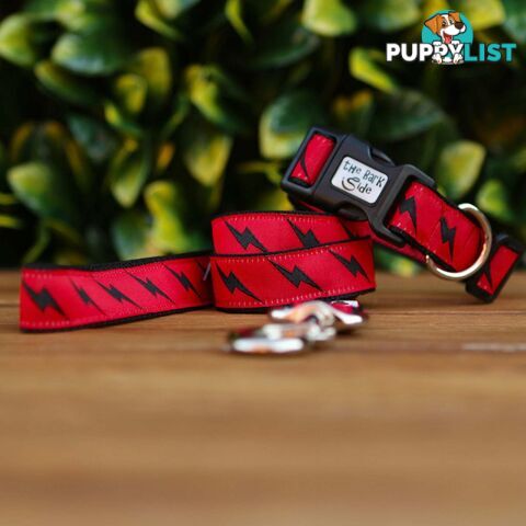 Lightning Bolt Dog Collar - Hand Made by The Bark Side - TBSLIGSBCK